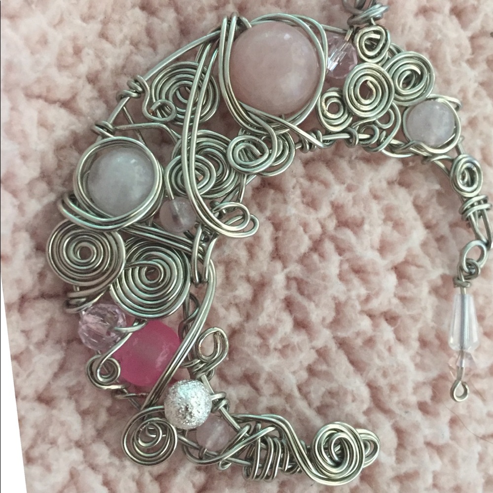 Handmade wire wrapped celestial pendant necklace - Picture 2 of 2
